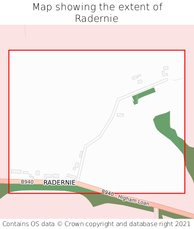Map showing extent of Radernie as bounding box