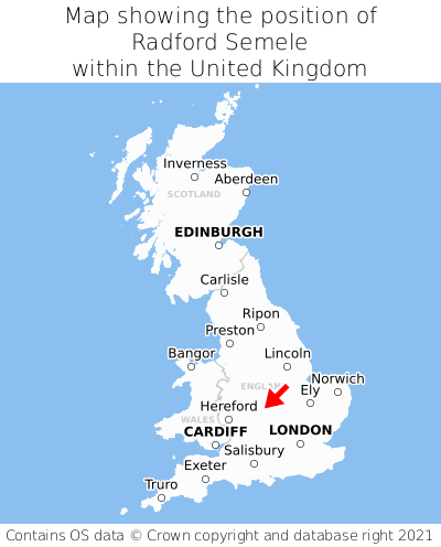Map showing location of Radford Semele within the UK