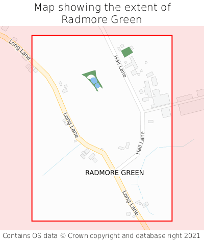 Map showing extent of Radmore Green as bounding box