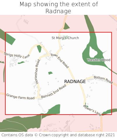 Map showing extent of Radnage as bounding box