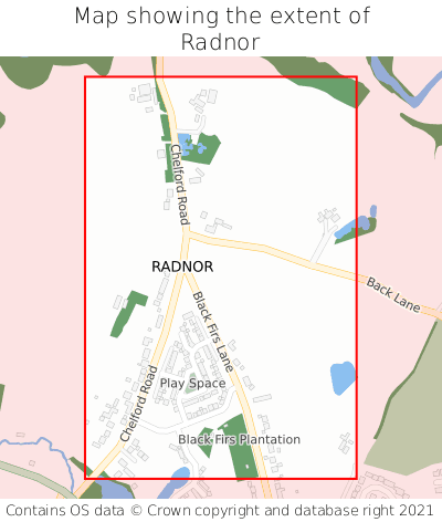 Map showing extent of Radnor as bounding box