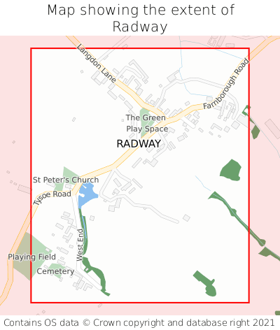Map showing extent of Radway as bounding box