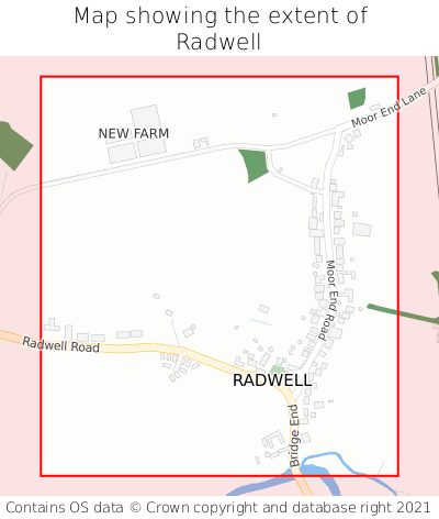 Map showing extent of Radwell as bounding box