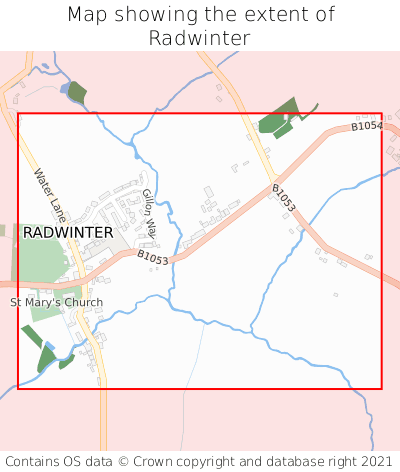 Map showing extent of Radwinter as bounding box