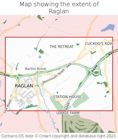 Map showing extent of Raglan as bounding box