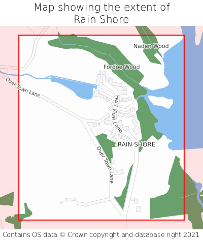 Map showing extent of Rain Shore as bounding box