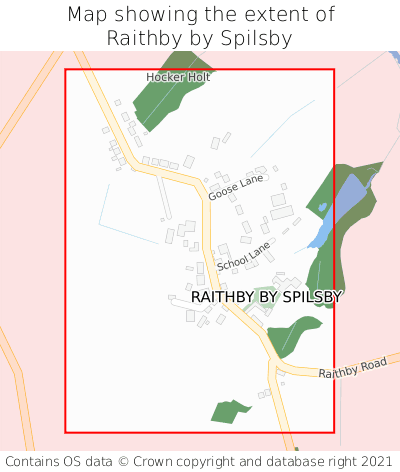 Map showing extent of Raithby by Spilsby as bounding box