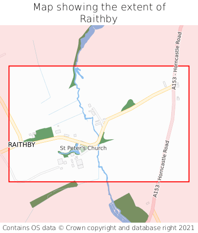 Map showing extent of Raithby as bounding box