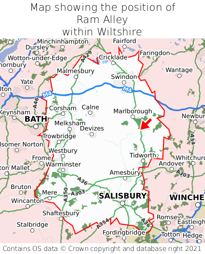 Map showing location of Ram Alley within Wiltshire