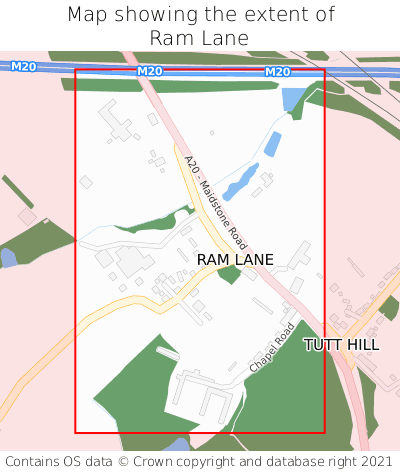 Map showing extent of Ram Lane as bounding box