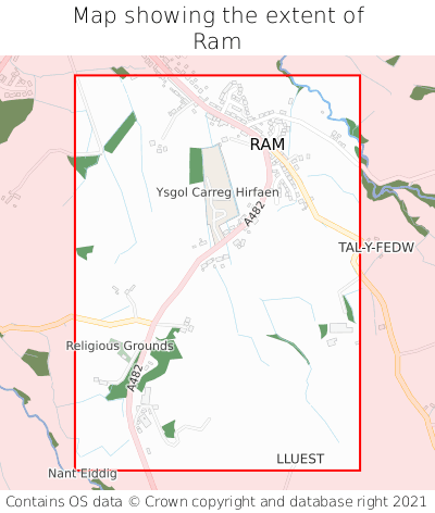 Map showing extent of Ram as bounding box