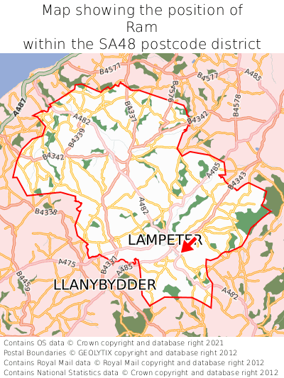 Map showing location of Ram within SA48
