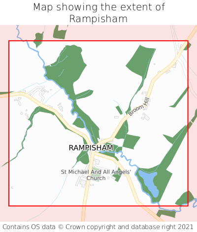 Map showing extent of Rampisham as bounding box