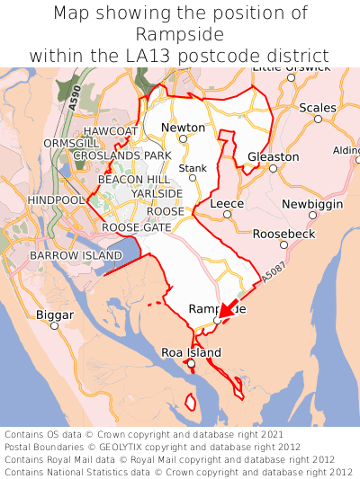 Map showing location of Rampside within LA13