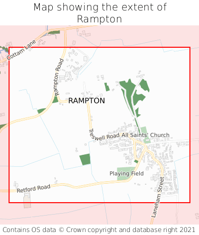 Map showing extent of Rampton as bounding box