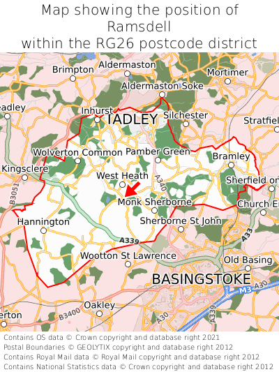 Map showing location of Ramsdell within RG26