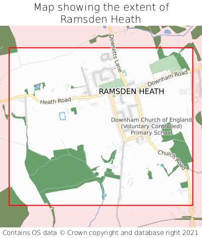Map showing extent of Ramsden Heath as bounding box