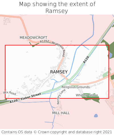 Map showing extent of Ramsey as bounding box