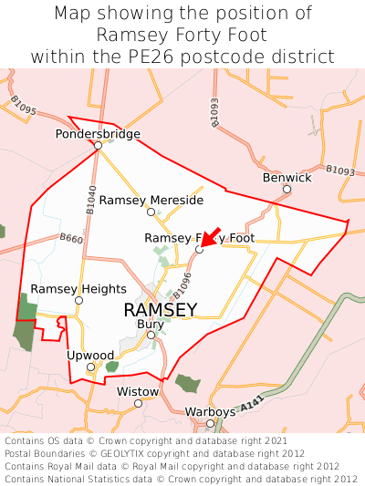 Map showing location of Ramsey Forty Foot within PE26