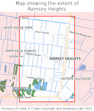 Map showing extent of Ramsey Heights as bounding box