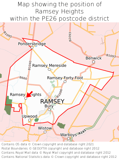 Map showing location of Ramsey Heights within PE26
