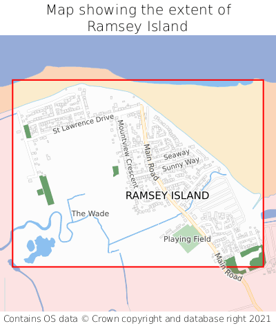 Map showing extent of Ramsey Island as bounding box