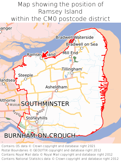 Map showing location of Ramsey Island within CM0