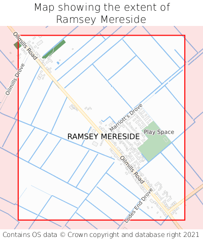 Map showing extent of Ramsey Mereside as bounding box