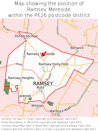 Map showing location of Ramsey Mereside within PE26