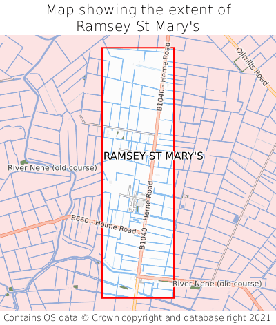 Map showing extent of Ramsey St Mary's as bounding box