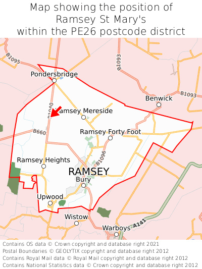 Map showing location of Ramsey St Mary's within PE26