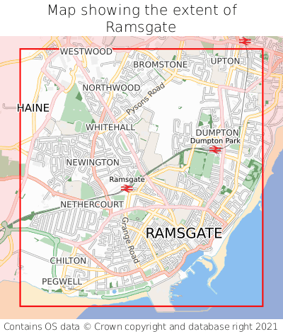 Map showing extent of Ramsgate as bounding box
