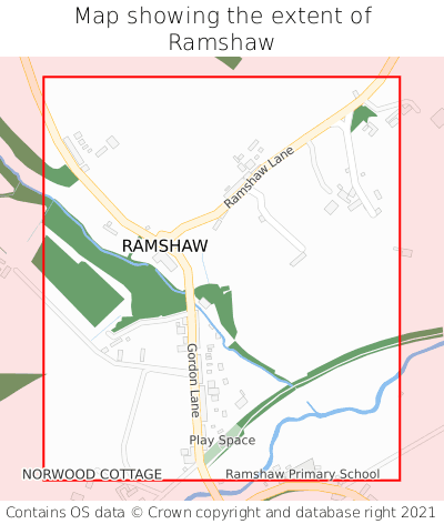 Map showing extent of Ramshaw as bounding box