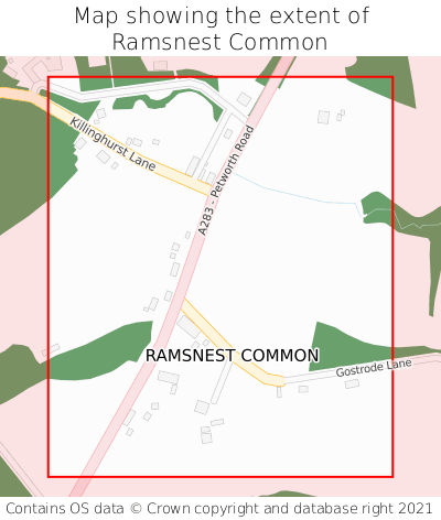 Map showing extent of Ramsnest Common as bounding box