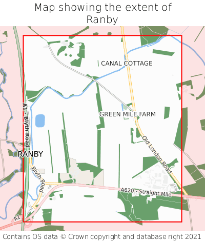 Map showing extent of Ranby as bounding box