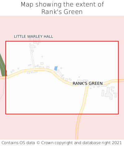 Map showing extent of Rank's Green as bounding box
