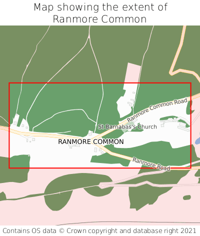 Map showing extent of Ranmore Common as bounding box