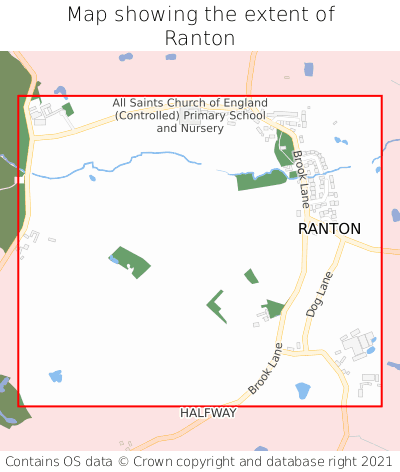 Map showing extent of Ranton as bounding box