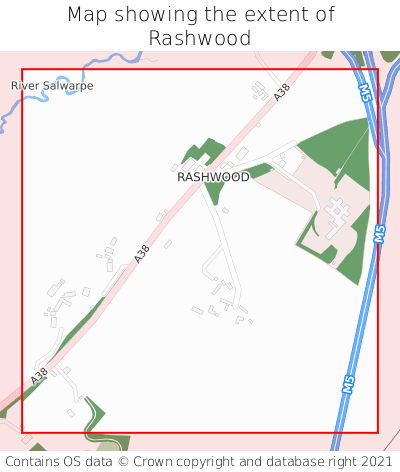 Map showing extent of Rashwood as bounding box