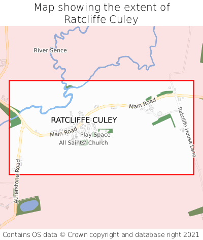 Map showing extent of Ratcliffe Culey as bounding box