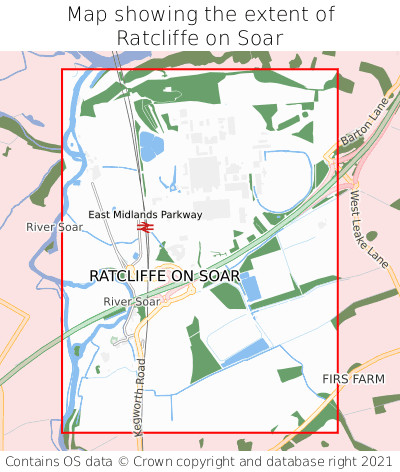 Map showing extent of Ratcliffe on Soar as bounding box