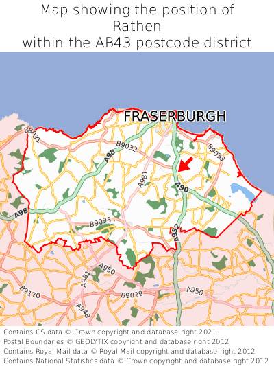 Map showing location of Rathen within AB43