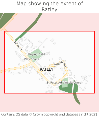 Map showing extent of Ratley as bounding box