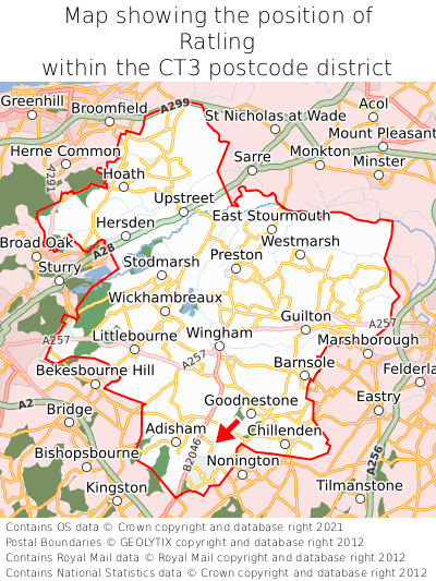 Map showing location of Ratling within CT3