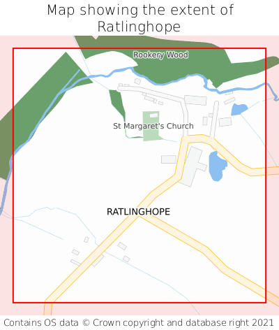 Map showing extent of Ratlinghope as bounding box