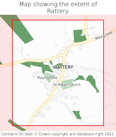 Map showing extent of Rattery as bounding box
