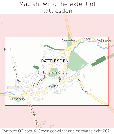 Map showing extent of Rattlesden as bounding box