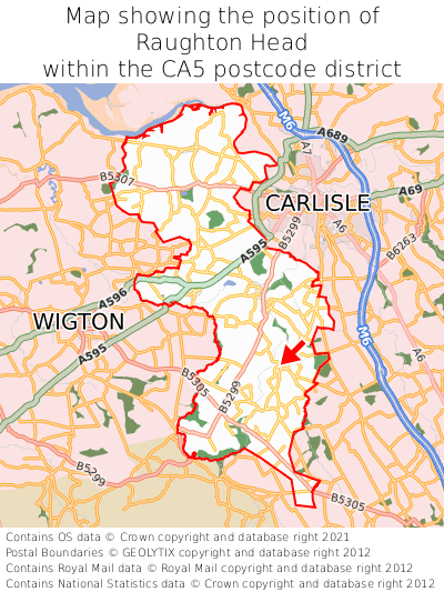 Map showing location of Raughton Head within CA5