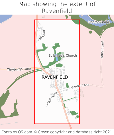 Map showing extent of Ravenfield as bounding box