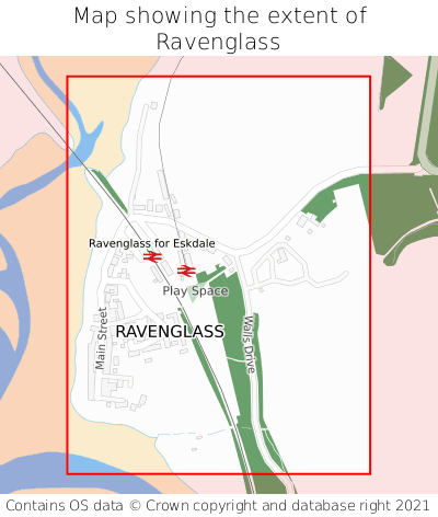 Map showing extent of Ravenglass as bounding box